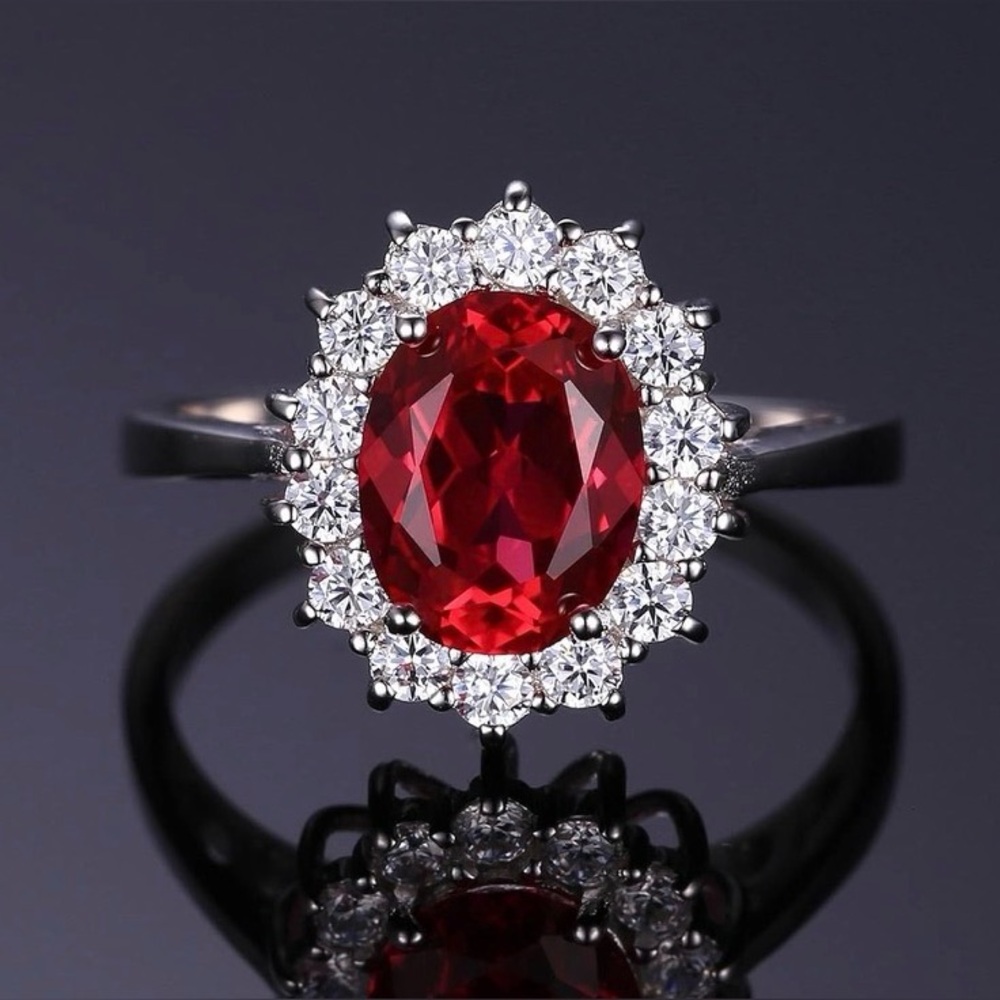 Gemstone Birthstone Sapphire Halo Engagement Rings for Women Size 8